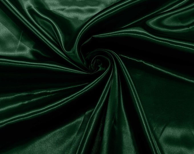 Hunter Green - Shiny Charmeuse Satin Fabric for Wedding Dress/Crafts Costumes/58” Wide /Silky Satin