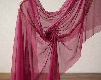 Hot Pink Power Mesh Fabric Stretch Nylon Spandex Sheer Mesh Fabric 60 Inch Wide Soft Tulle Fabric for Dress Dancewear Fabric by the Yard