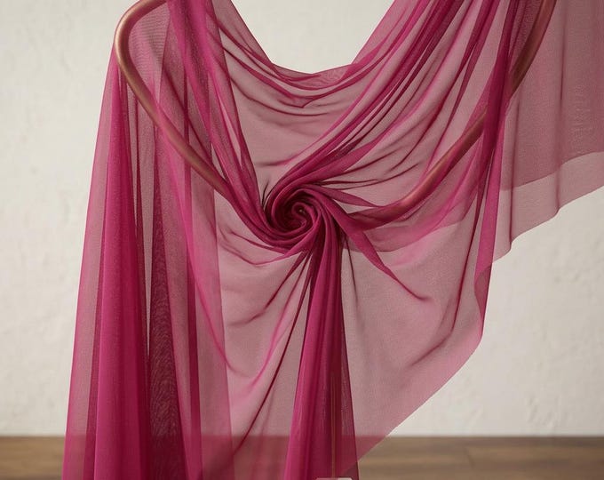 Hot Pink Power Mesh Fabric Stretch Nylon Spandex Sheer Mesh Fabric 60 Inch Wide Soft Tulle Fabric for Dress Dancewear Fabric by the Yard
