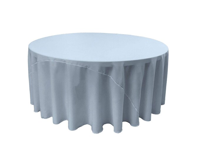 Sky Blue - Solid Round Polyester Poplin Tablecloth With Seamless.