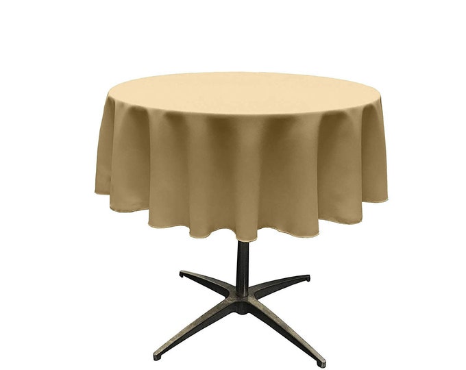 Champagne - Solid Round Polyester Poplin Tablecloth Seamless.