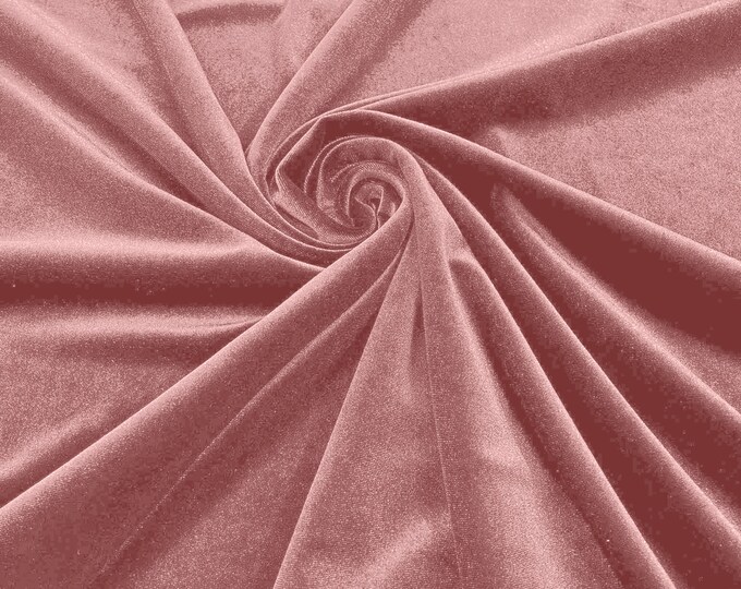 Blush Pink 60" Wide 90% Polyester 10 percent Spandex Stretch Velvet Fabric for Sewing Apparel Costumes Craft, Sold By The Yard.