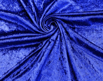 Royal Blue 59" Wide Crushed Stretch Panne Velvet Velour Fabric Sold By The Yard.