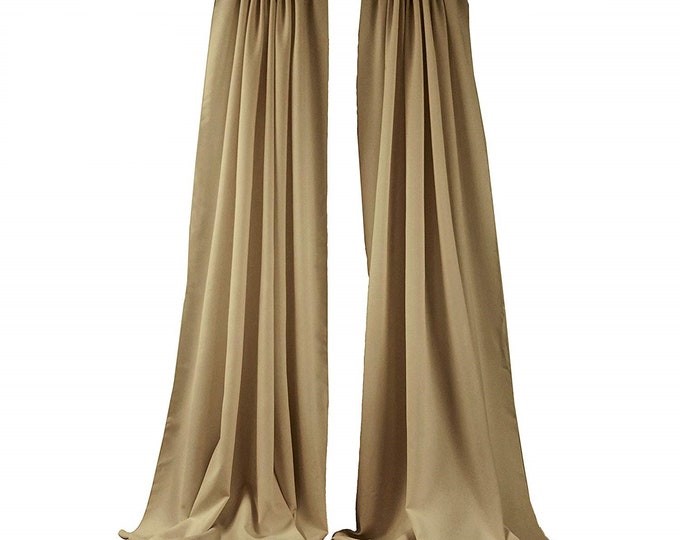 Taupe 2 Panels Backdrop Drape, All Sizes Available in Polyester Poplin, Party Supplies Curtains.