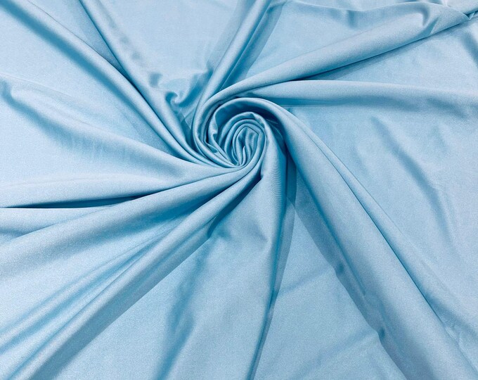 Light Blue Shiny Spandex Fabric 58" Wide| 4-Way Stretch Nylon, Swim & Costume.