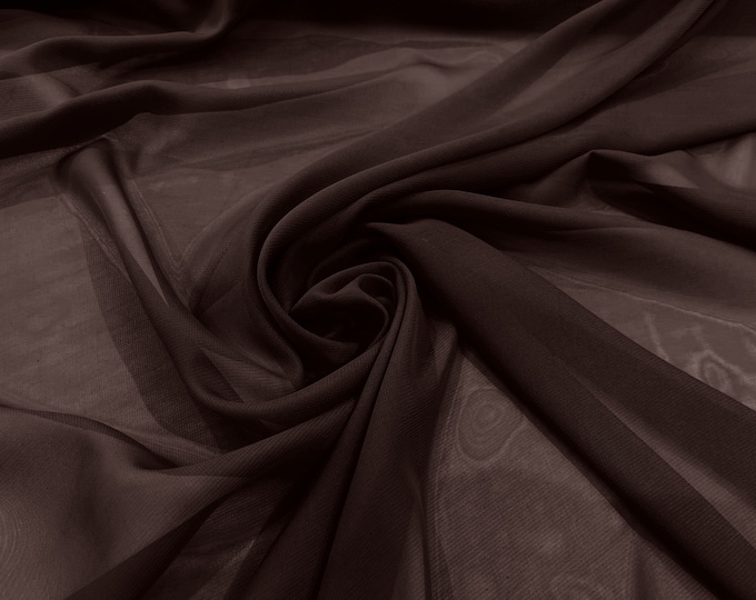 Brown 58/60" Wide 100% Polyester Soft Light Weight, Sheer, See Through Chiffon Fabric/ Bridal Apparel | Dresses | Costumes/ Backdrop