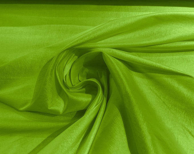 Lime Green 58" Wide Medium Weight Stretch Two Tone Taffeta Fabric, Stretch Fabric For Bridal Dress Clothing Custom Wedding Gown, New Colors