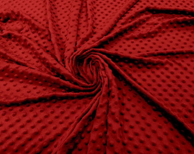 Tomato Red Polka Dot Minky Fabric By The Yard | Super Soft Minkee Fabric | 58’’ Wide | 2 Way Stretch Polka Dot Minky Fabric.