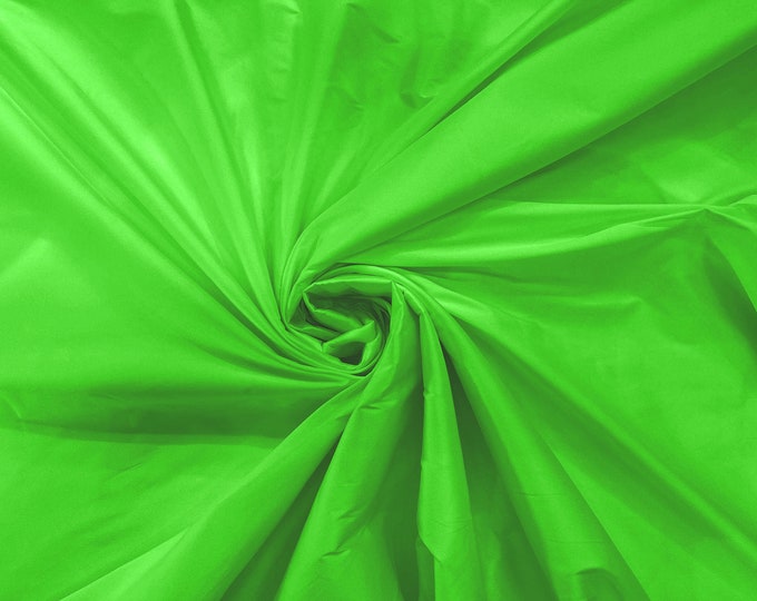 Neon Green 100% Polyester Imitation Silk Taffeta Fabric 55" Wide/Costume/Dress/Cosplay/Wedding.