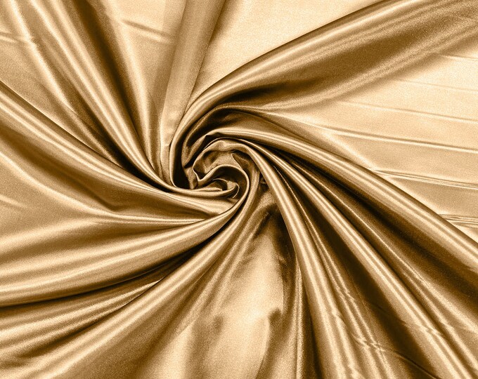 Khaki Heavy Shiny Bridal Satin Fabric for Wedding Dress, 60" inches wide sold by The Yard. New Colors