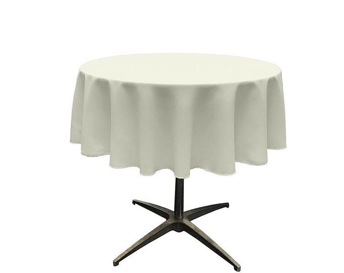 Ivory - Solid Round Polyester Poplin Tablecloth Seamless.