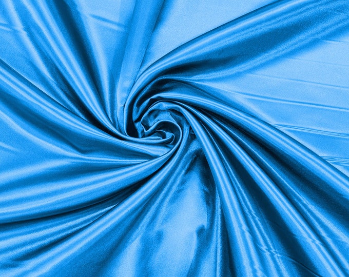 Turquoise Blue Heavy Shiny Bridal Satin Fabric for Wedding Dress, 60" inches wide sold by The Yard. New Colors