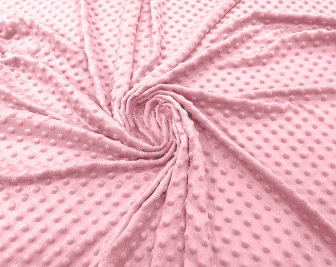 Light Pink 58" Wide 100%  Polyester Minky Dimple Dot Soft Cuddle Fabric SEW Craft Sold by The Yard.