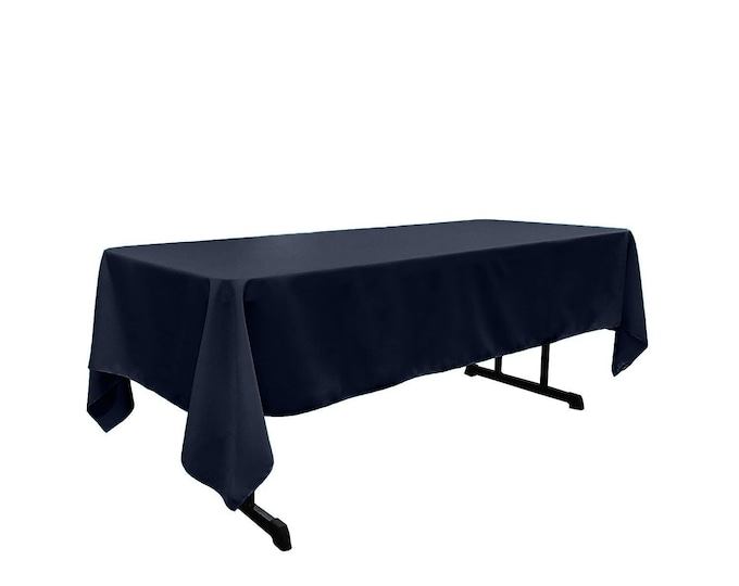 Dark Navy Blue - Rectangular Polyester Poplin Tablecloth / Party supply.