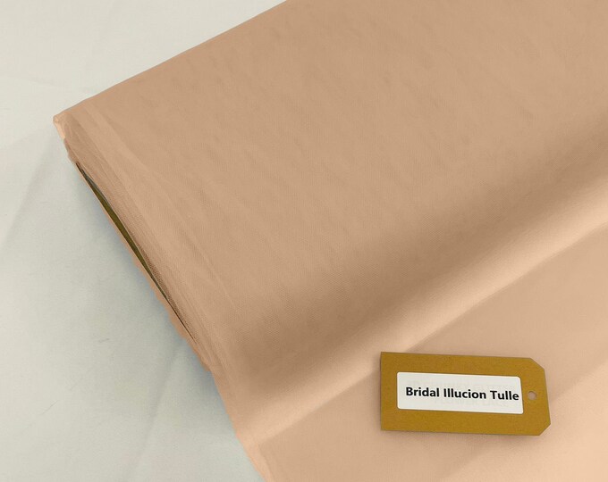 Cafe Cream - Bridal Illusion Tulle 108"Wide Polyester Premium Tulle Fabric Bolt.