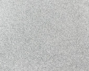 Silver on White 53/54" Wide Shiny Sparkle Glitter Vinyl, Faux Leather PVC-Upholstery Craft Fabric Sold by The Yard.
