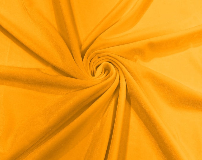 Mango Yellow 60" Wide 90% Polyester 10 percent Spandex Stretch Velvet Fabric for Sewing Apparel Costumes Craft, Sold By The Yard.