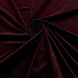 Dark Burgundy 60&quot; Wide 90% Polyester 10 percent Spandex Stretch Velvet Fabric for Sewing Apparel Costumes Craft, Sold By The Yard.