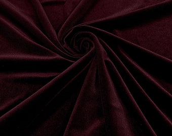 Dark Burgundy 60" Wide 90% Polyester 10 percent Spandex Stretch Velvet Fabric for Sewing Apparel Costumes Craft, Sold By The Yard.