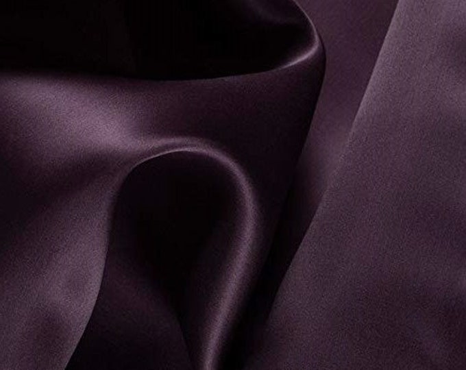 Eggplant Heavy Shiny Bridal Satin Fabric for Wedding Dress, 60" inches wide sold by The Yard.