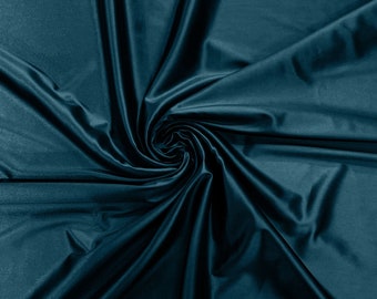 Teal Blue Heavy Shiny Satin Stretch Spandex Fabric | 58 Inches Wide for Prom.