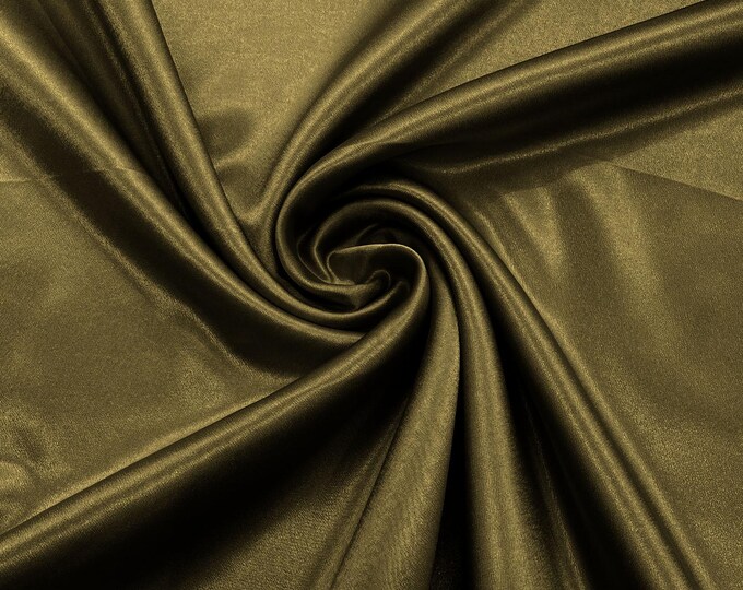 Dark Olive Crepe Back Satin Fabric 58" Wide| Bridal| Prom| Nightgown| Wedding.