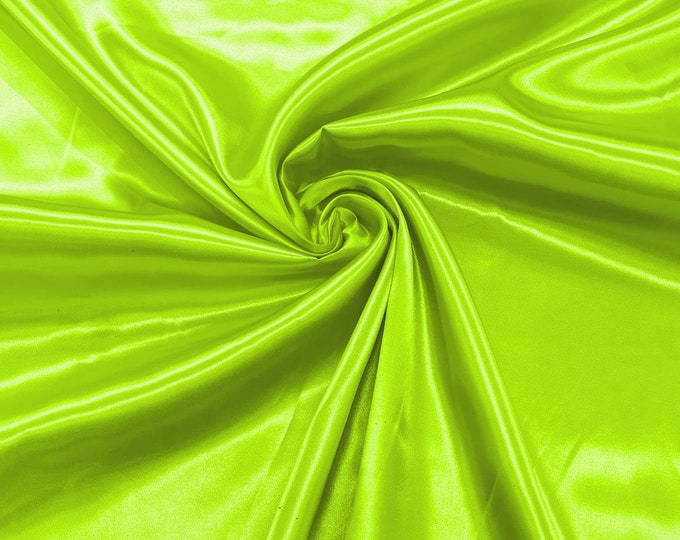 Lime Green Shiny Charmeuse Satin Fabric for Wedding Dress/Crafts Costumes/58” Wide /Silky Satin