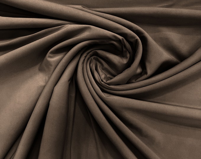 Mocha 58" Wide ITY Fabric Polyester Knit Jersey 2 Way  Stretch Spandex Sold By The Yard.