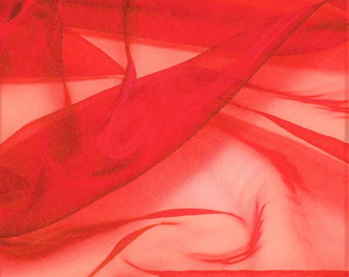 Red 58/60" Wide 100% Polyester Soft Light Weight, Sheer, See Through Crystal Organza Fabric Sold By The Yard.