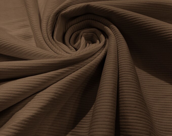 Nude - Heavy Weight 380GSM Stretch Rib Knit Fabric Rayon Spandex (By The Yard)