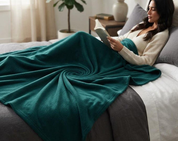 Solid Polar Fleece Fabric Anti-Pill 58" Wide Teal Green| Soft Polyester Blanket, Jacket..