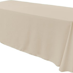 Beige - Rectangular Polyester Poplin Tablecloth Floor Length / Party supply