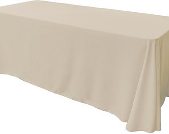 Beige - Rectangular Polyester Poplin Tablecloth Floor Length / Party supply