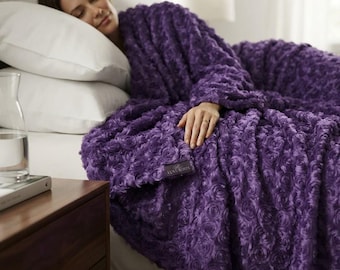 Purple Rosebud Minky Swirl Plush Fur Fabric, 58" Wide for Apparel and Crafts