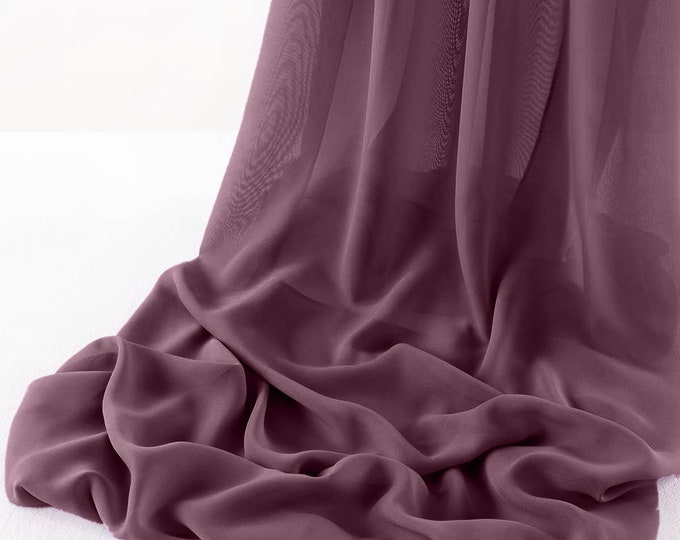Dark Lilac Chelsea Wool Dobby Chiffon Fabric/58" Wide Sheer Fabric/Solid Color Draping Fabric for Wedding Party Easter Backdrop.