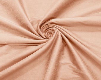 Peach Polyester Dupioni Faux Silk Fabric | 55" Wide Wedding, Home Decor.