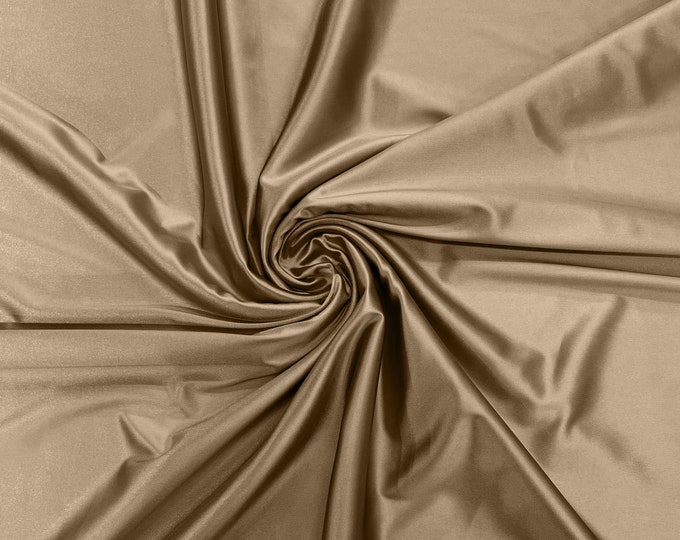 Dark Taupe Heavy Shiny Satin Stretch Spandex Fabric/58 Inches Wide/Prom/Wedding/Cosplays.