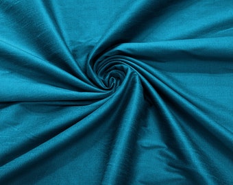 Teal Polyester Dupioni Faux Silk Fabric/ 55” Wide/Wedding Fabric/Home Decor.
