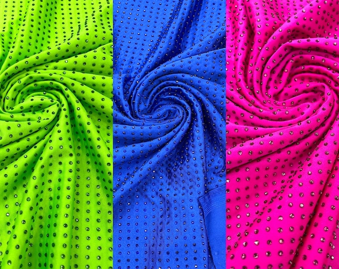 Rhinestone 4 Way Nylon Spandex Fabric By The Yard