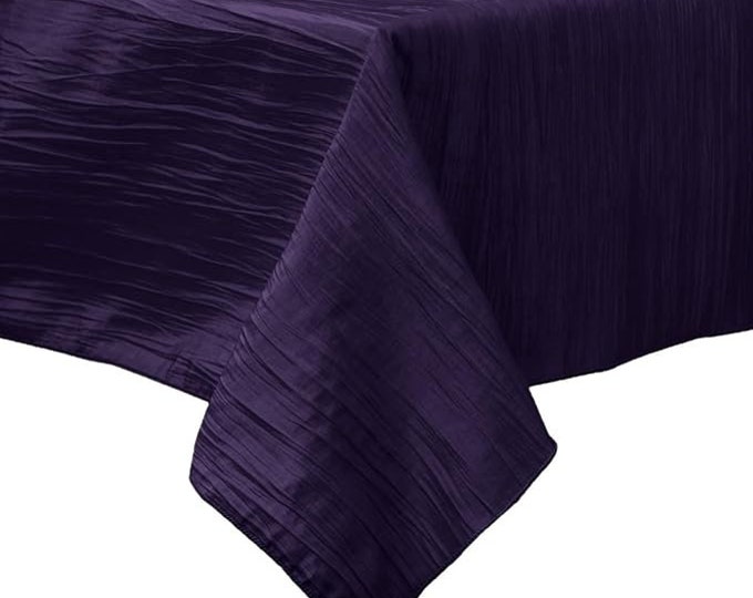 Eggplant Square Light Weight Accordion Design Crushed Taffeta Seamless Table Overlay