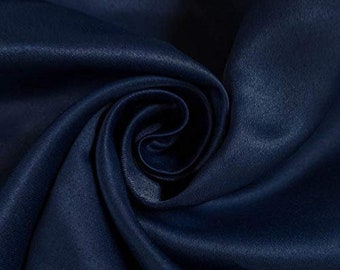 Navy Blue Heavy Shiny Bridal Satin Fabric for Wedding Dress, 60" inches wide sold by The Yard.