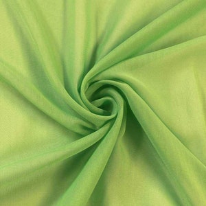 Lime Green 58/60&quot; Wide 100% Polyester Soft Light Weight, Sheer, See Through Chiffon Fabric Sold By The Yard.
