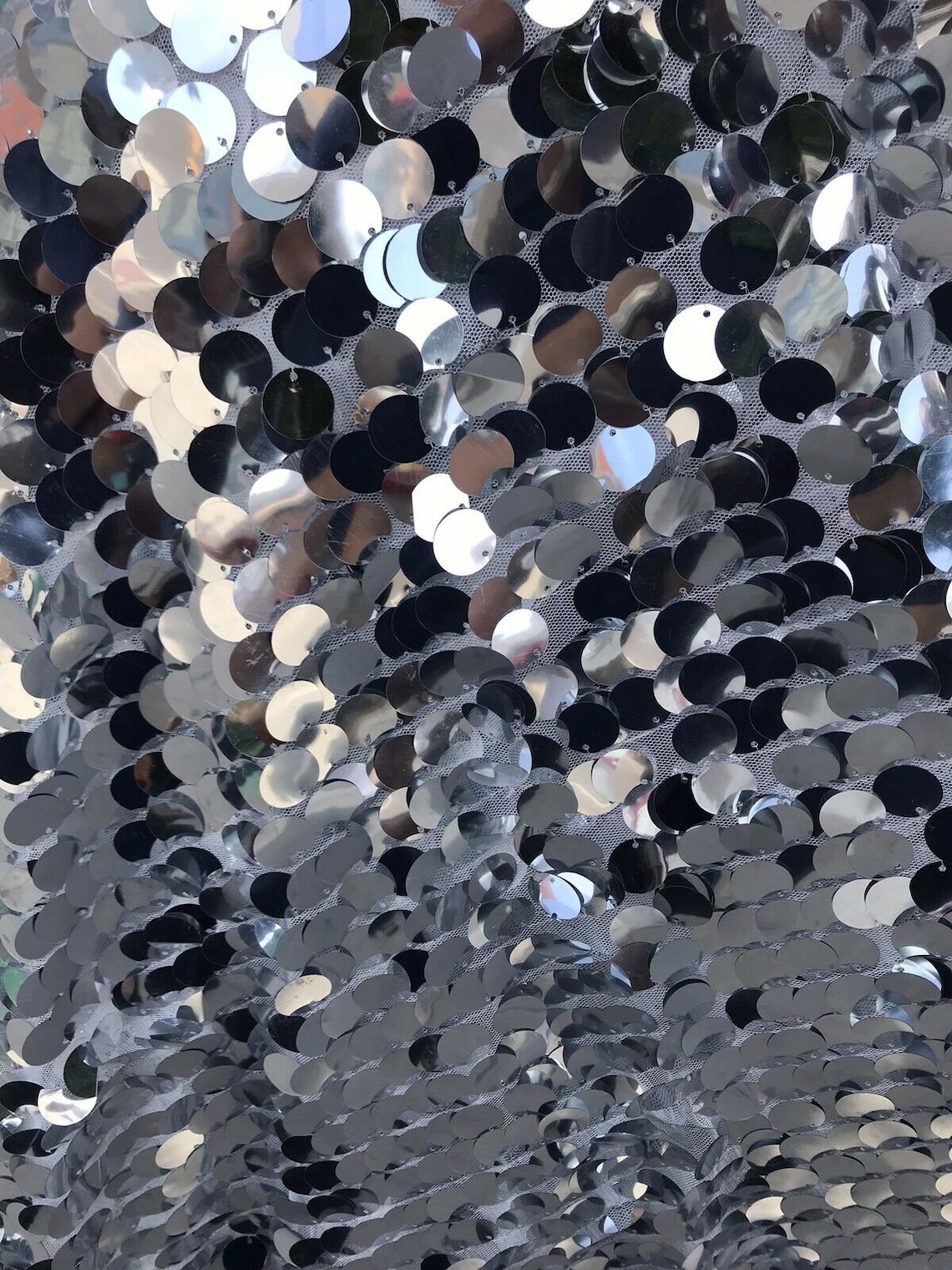 Fish Scale Paillette 18mm Mermaid Round Sequin Pearl Fabric By The Yard Black Iridescent main image 0