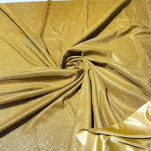 Glitter elasticizzati dorati luccicanti 58&quot; di larghezza, tessuto scintillante, camicia da notte per ballo di fine anno, venduta tagliata su misura.