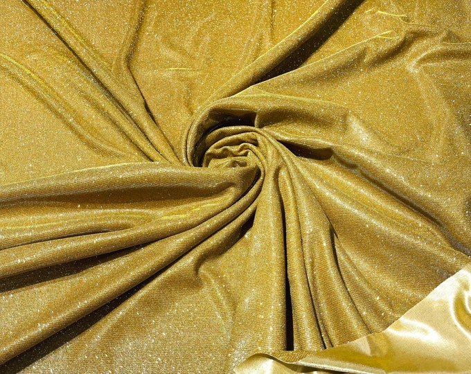 Gold Stretch glitter shimmer 58” wide-Glimmer-Sparkling Fabric-Prom-Nightgown-Sold by the yard.