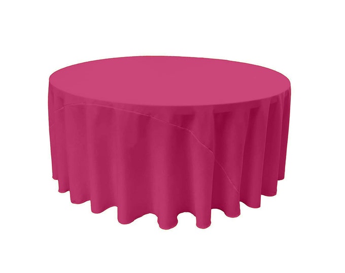 Fuchsia - Solid Round Polyester Poplin Tablecloth With Seamless.