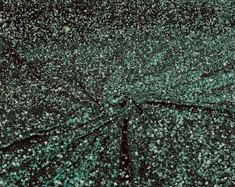 Hunter Green All-Over 5mm Shiny Sequins Stretch Velvet 54" Wide.