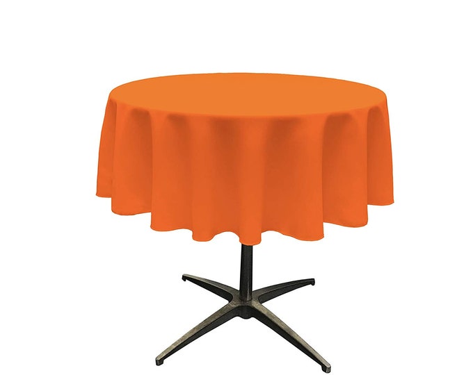 Orange - Solid Round Polyester Poplin Tablecloth Seamless.
