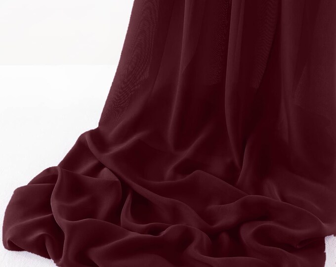 Wine Chelsea Wool Dobby Chiffon Fabric/58" Wide Sheer Fabric/Solid Color Draping Fabric for Wedding Party Easter Backdrop.