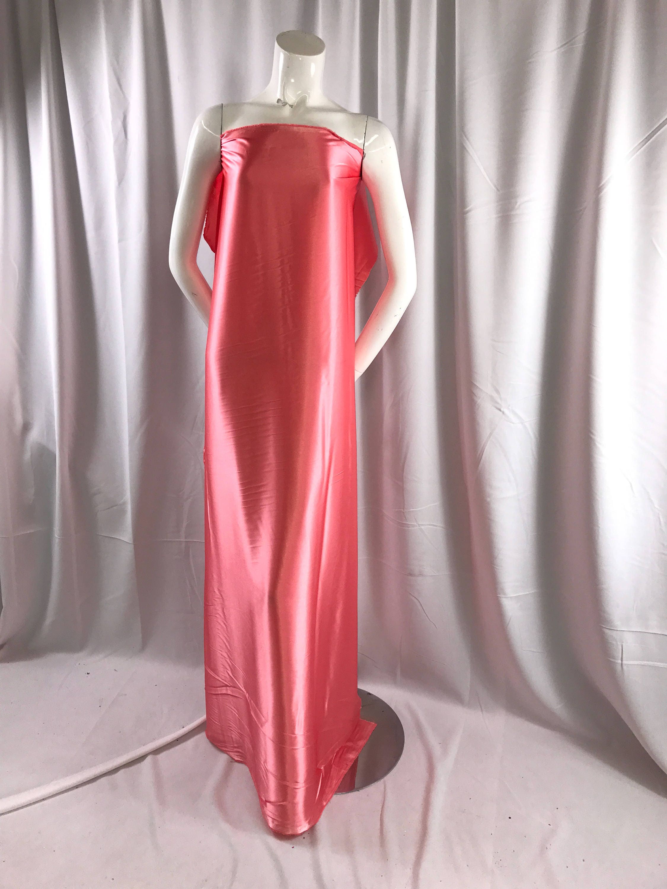 Coral 58 inch 2 way stretch charmeuse satin-super soft silky satin ...